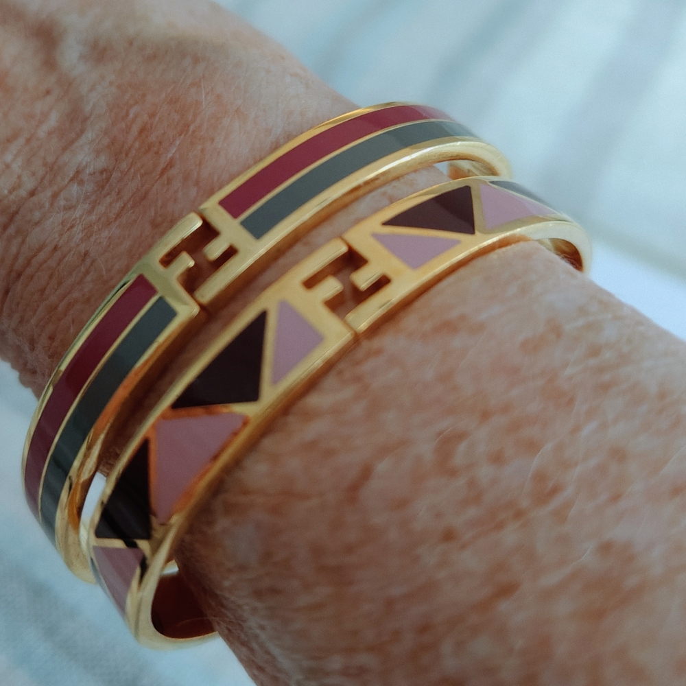 Fendi Gold and Pink Geometric Bracelets, Pair Or Ask About Separate.